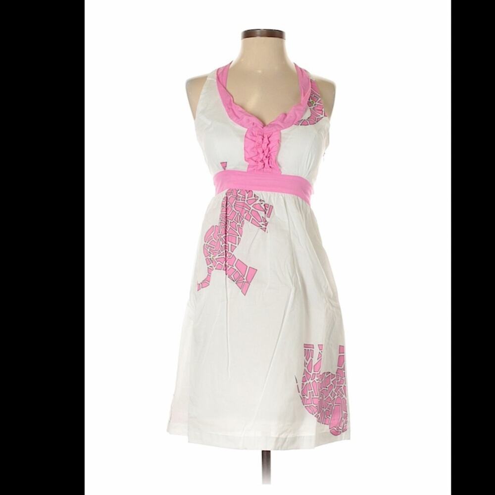 Tracy Negoshian 100% cotton pink elephant dress, small NWT